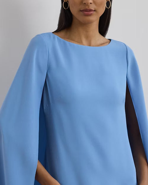 Ralph Lauren Cape Georgette Cocktail Dress