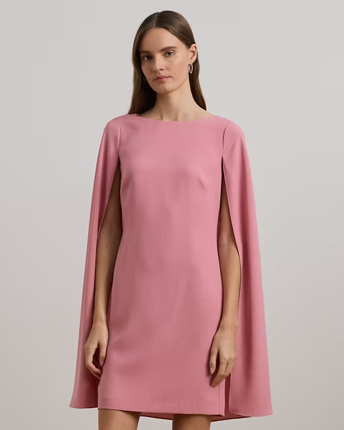 Ralph Lauren Cape Georgette Cocktail Dress