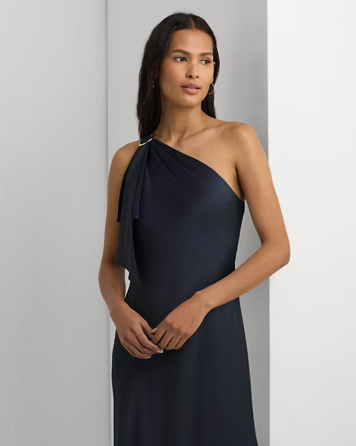 Ralph Lauren Satin Charmeuse One-Shoulder Gown