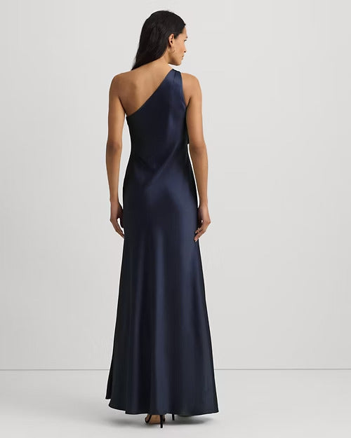 Ralph Lauren Satin Charmeuse One-Shoulder Gown