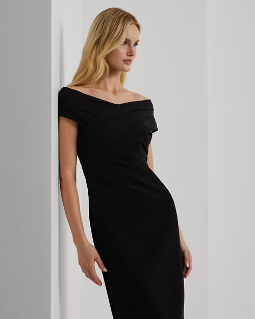 Ralph Lauren Crepe Off-the-Shoulder Cocktail Dress
