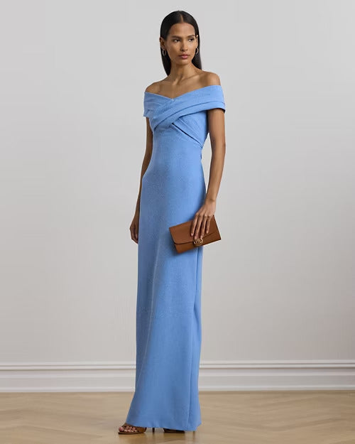 Ralph Lauren Crepe Off-the-Shoulder Gown