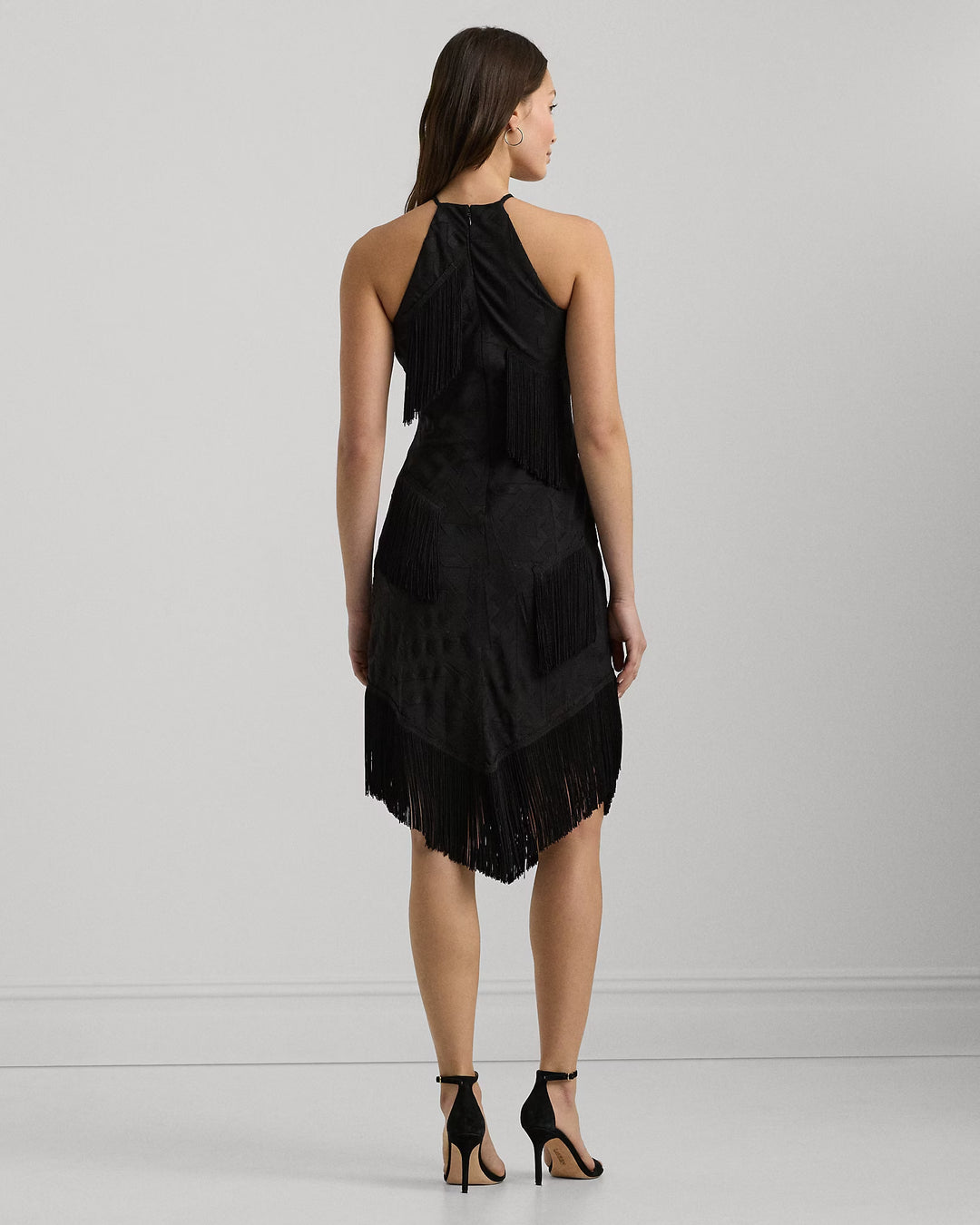Ralph Lauren Fringe-Trim Fil Coupé Cocktail Dress