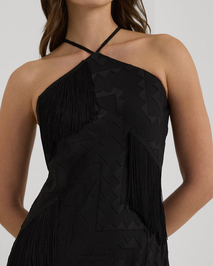 Ralph Lauren Fringe-Trim Fil Coupé Cocktail Dress