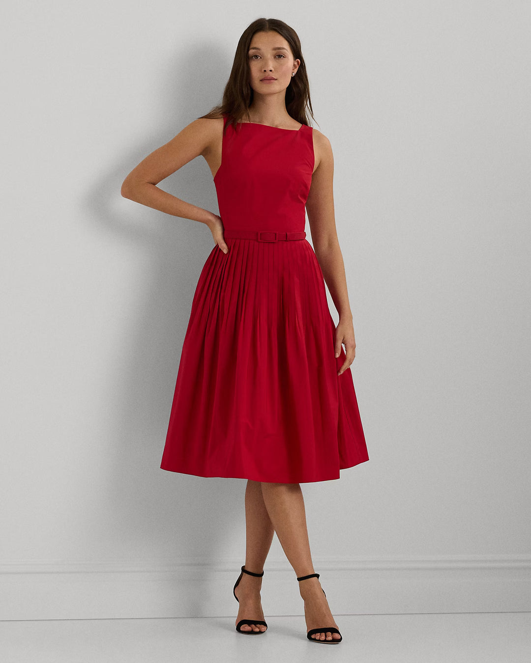 Ralph Lauren Belted Taffeta Cocktail Dress