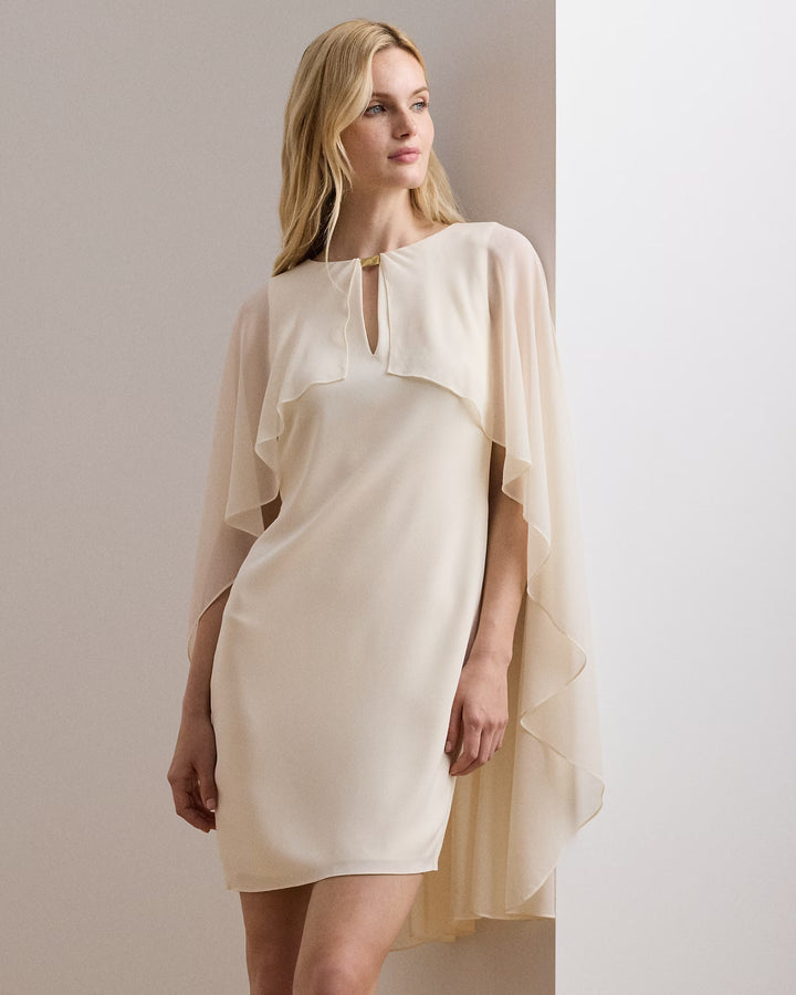 Ralph Lauren Cape Georgette Cocktail Dress