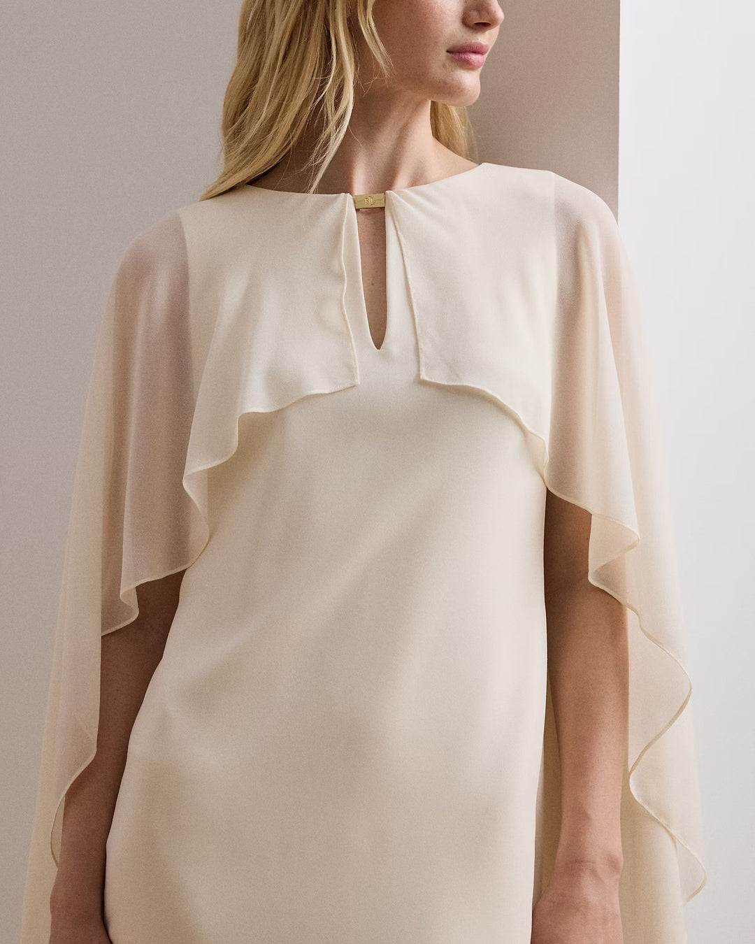 Ralph Lauren Cape Georgette Cocktail Dress