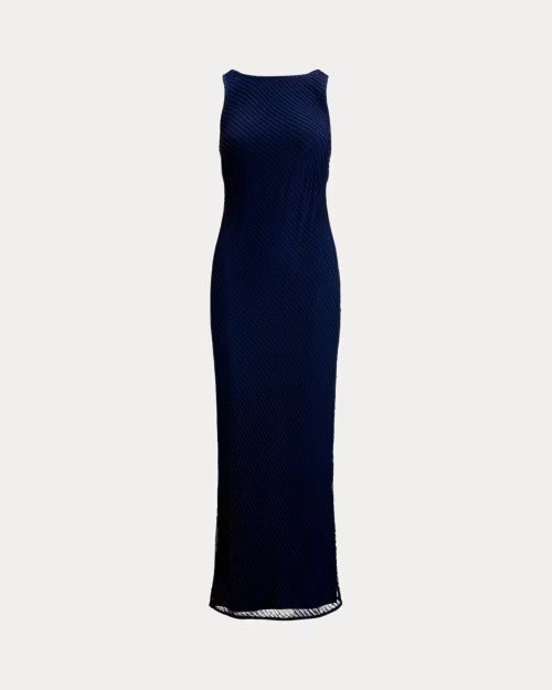 Ralph Lauren Beaded Mesh Sleeveless Gown
