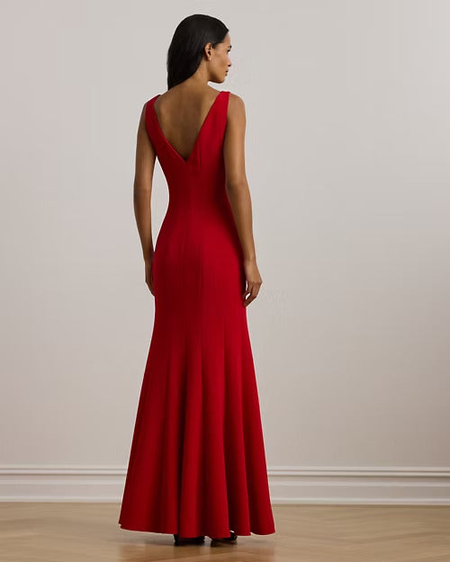 Ralph Lauren Double-Faced Crepe Boatneck Gown