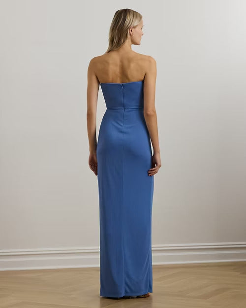 Ralph Lauren Pleated Jersey Strapless Gown