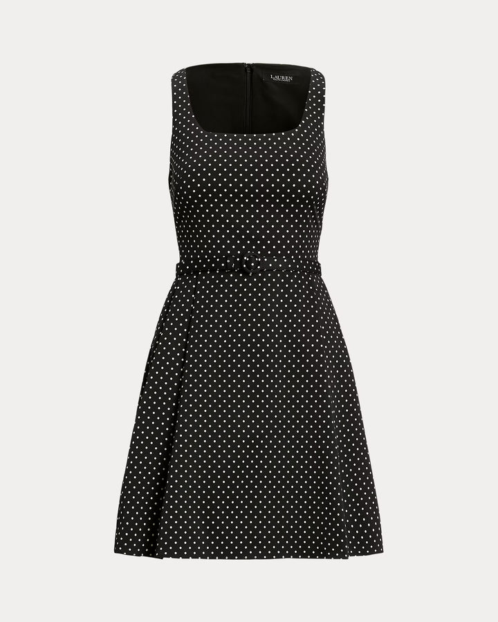 Ralph Lauren Polka-Dot Belted Faille Cocktail Dress
