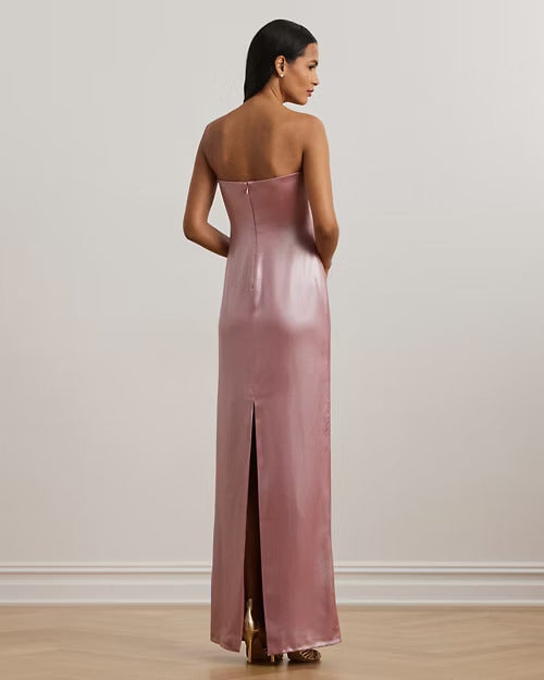 Ralph Lauren Foiled Charmeuse Strapless Gown