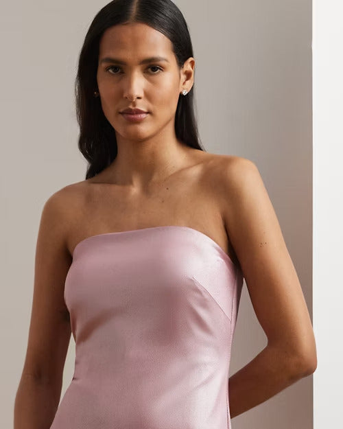 Ralph Lauren Foiled Charmeuse Strapless Gown