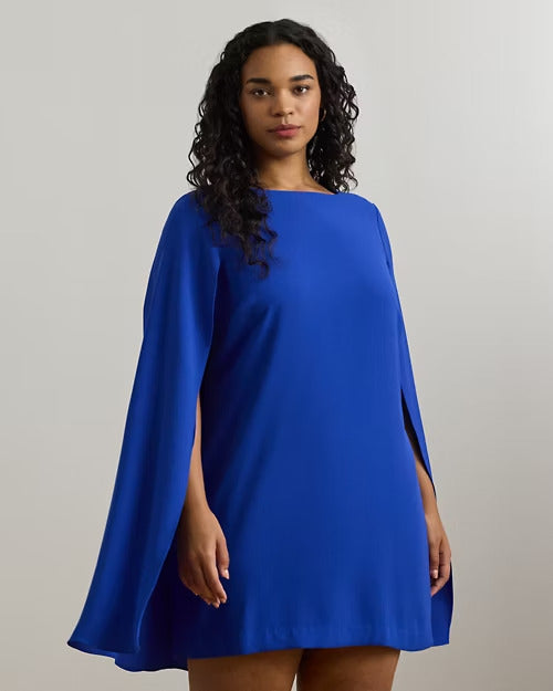 Ralph Lauren Cape Georgette Cocktail Dress