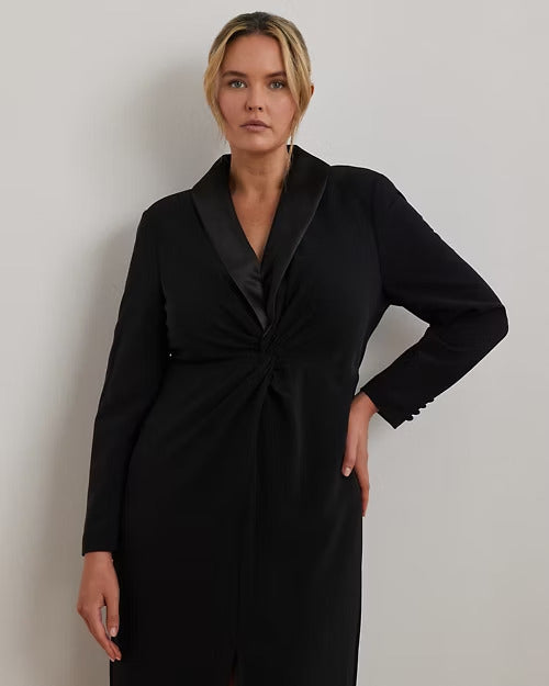 Ralph Lauren Crepe Long-Sleeve Gown