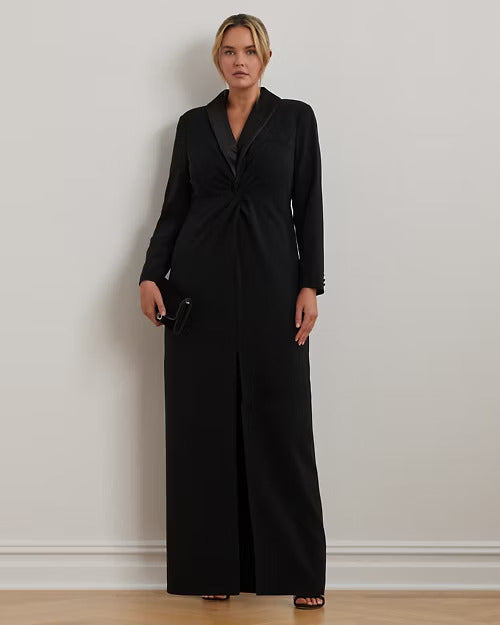 Ralph Lauren Crepe Long-Sleeve Gown