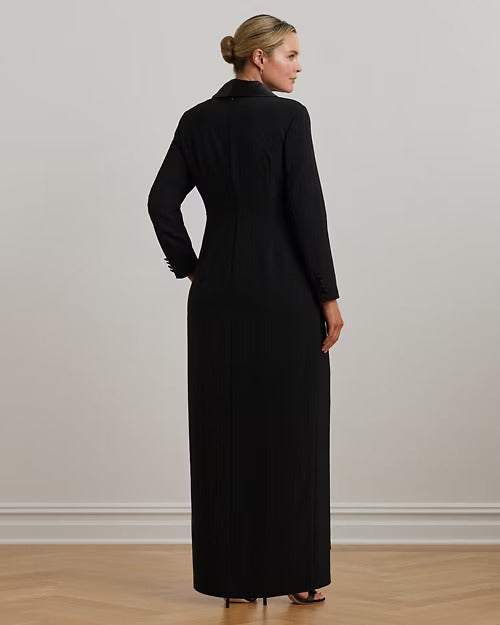 Ralph Lauren Crepe Long-Sleeve Gown