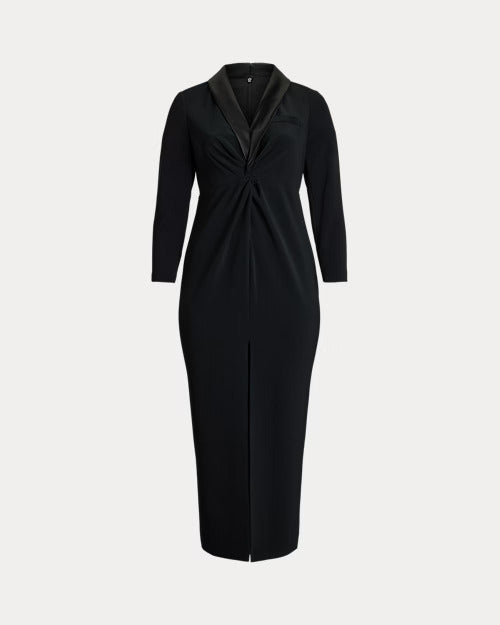 Ralph Lauren Crepe Long-Sleeve Gown