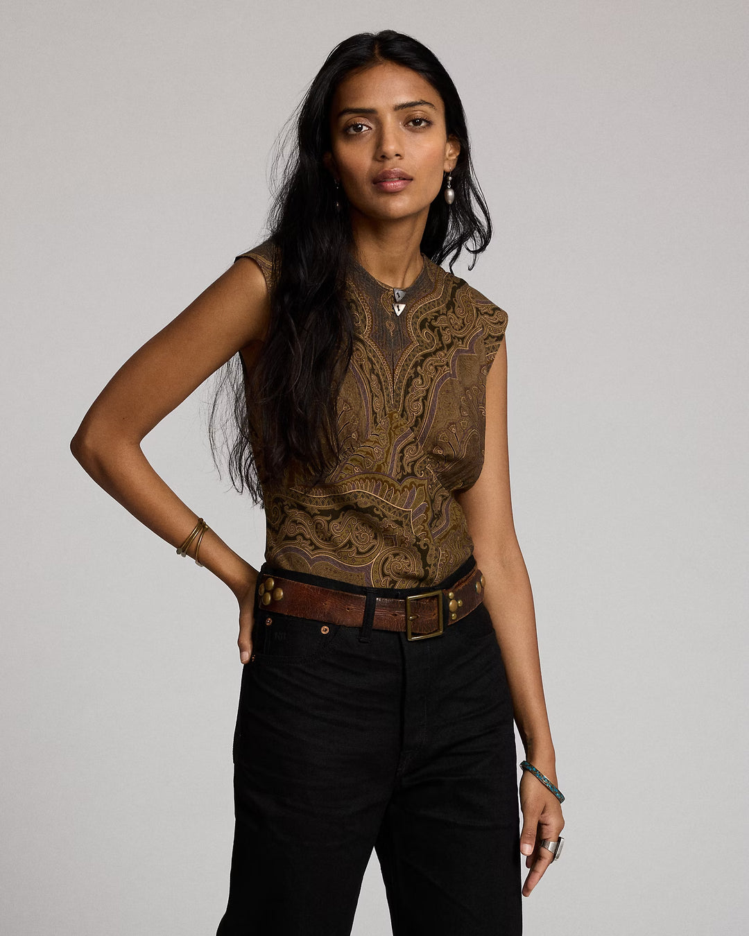 Ralph Lauren Paisley Twill Bias-Cut Blouse