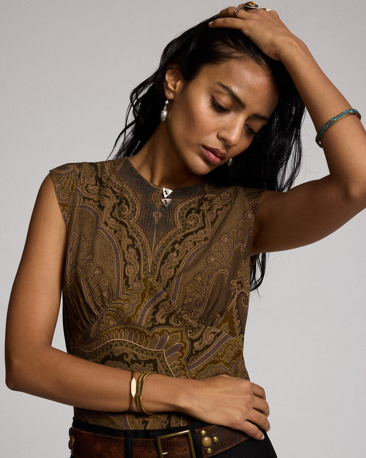 Ralph Lauren Paisley Twill Bias-Cut Blouse