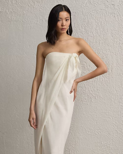 Ralph Lauren Brigitta Linen Voile Evening Dress