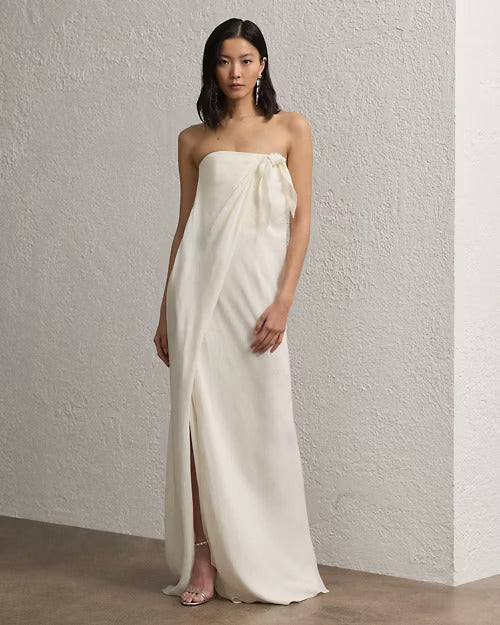 Ralph Lauren Brigitta Linen Voile Evening Dress