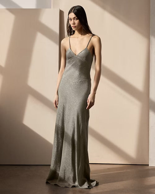 Ralph Lauren Natalie Textured Metallic Evening Dress