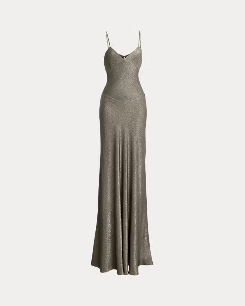 Ralph Lauren Natalie Textured Metallic Evening Dress