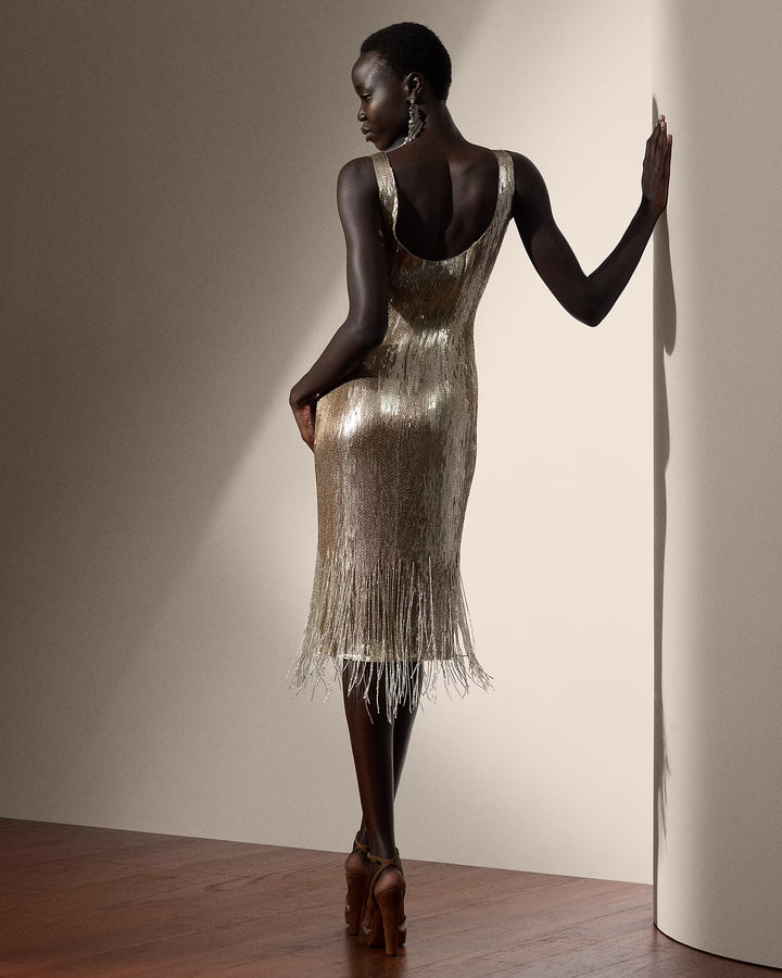 Ralph Lauren Dolley Embellished Silk Cocktail Dress