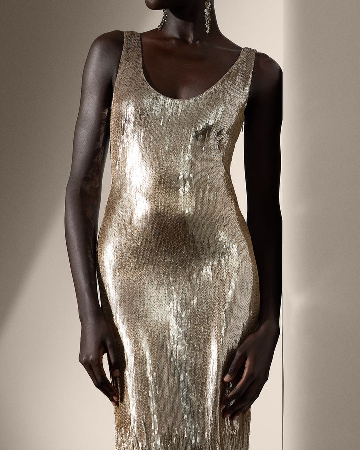 Ralph Lauren Dolley Embellished Silk Cocktail Dress
