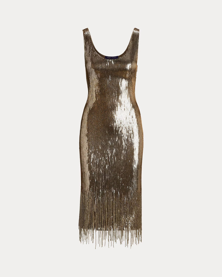 Ralph Lauren Dolley Embellished Silk Cocktail Dress