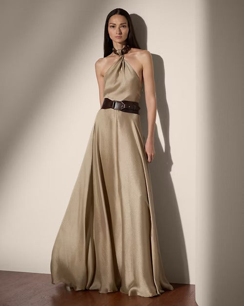 Ralph Lauren Sherri Metallic Gauze Evening Dress