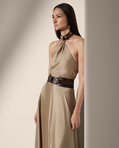 Ralph Lauren Sherri Metallic Gauze Evening Dress