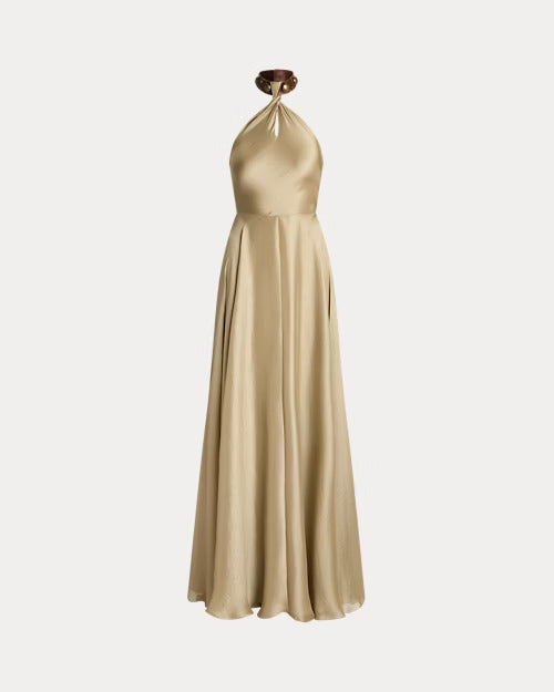 Ralph Lauren Sherri Metallic Gauze Evening Dress