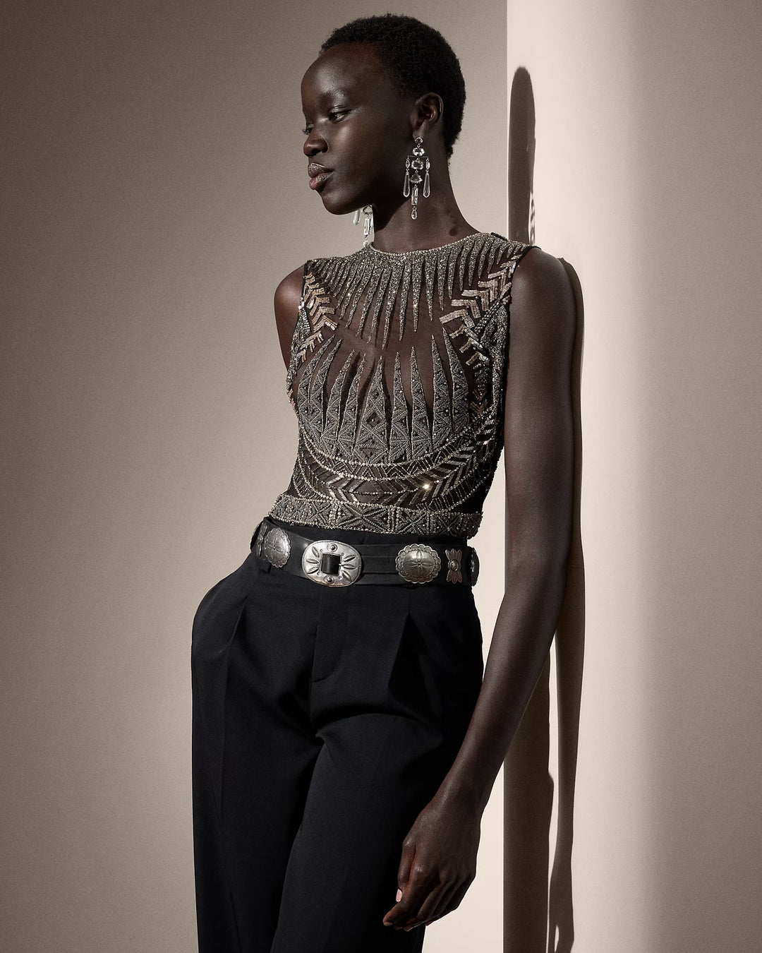 Ralph Lauren Tabetha Embellished Sleeveless Blouse