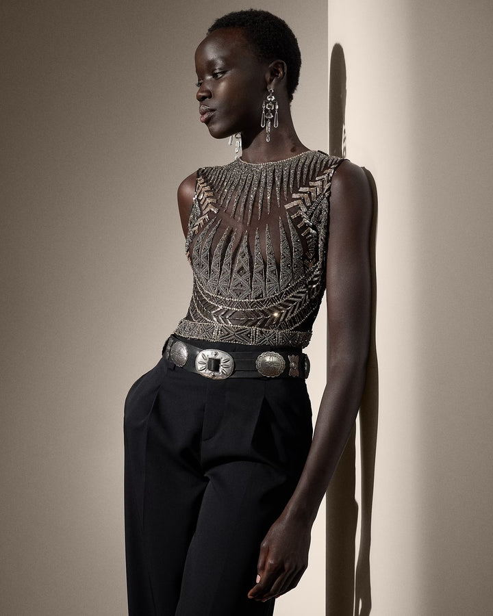 Ralph Lauren Tabetha Embellished Sleeveless Blouse