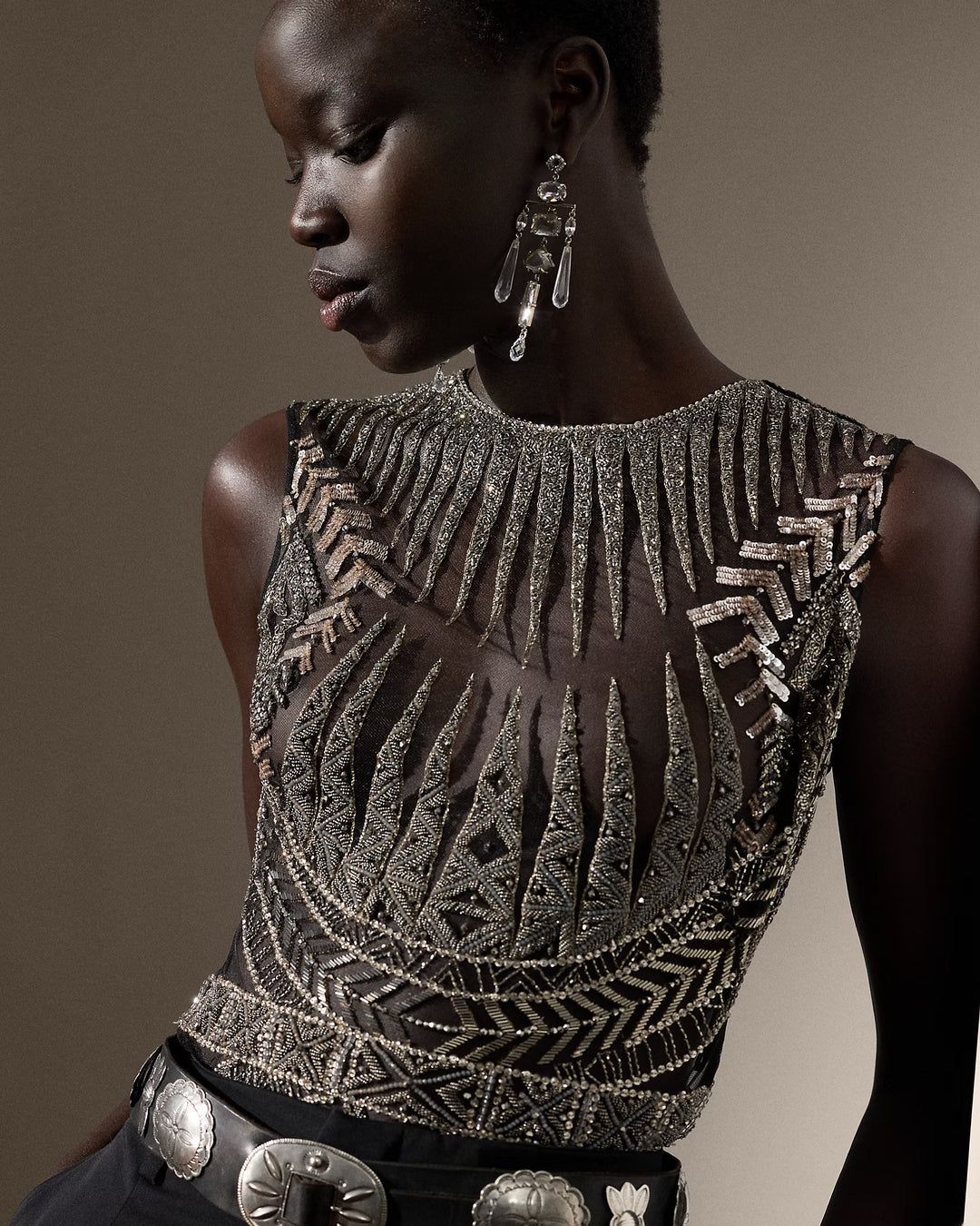 Ralph Lauren Tabetha Embellished Sleeveless Blouse