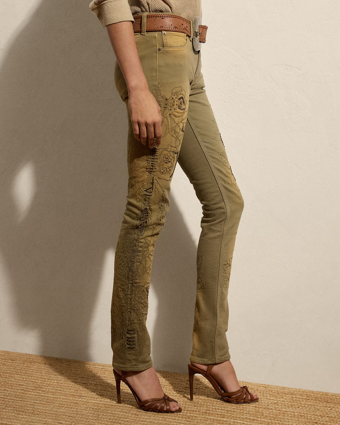Ralph Lauren Barrett Embellished Slim Denim Jean