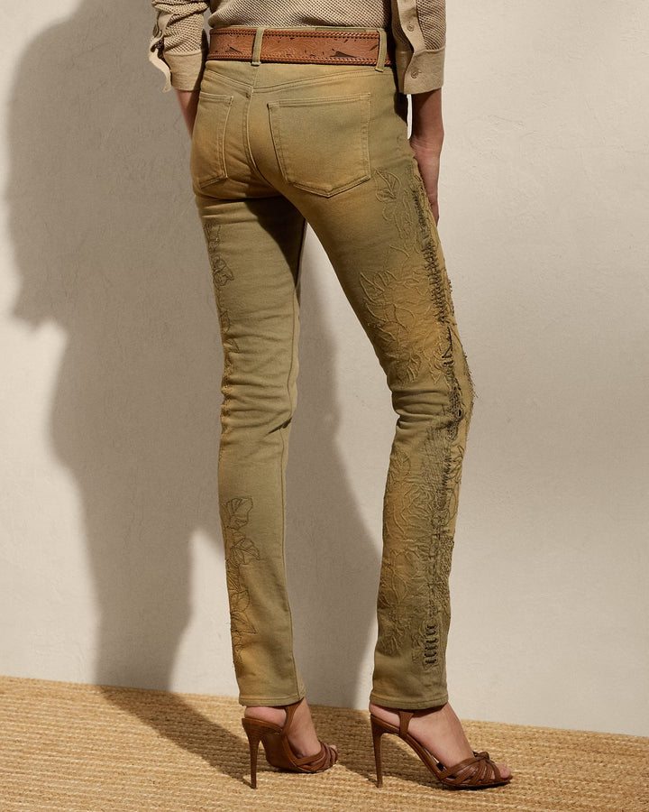Ralph Lauren Barrett Embellished Slim Denim Jean