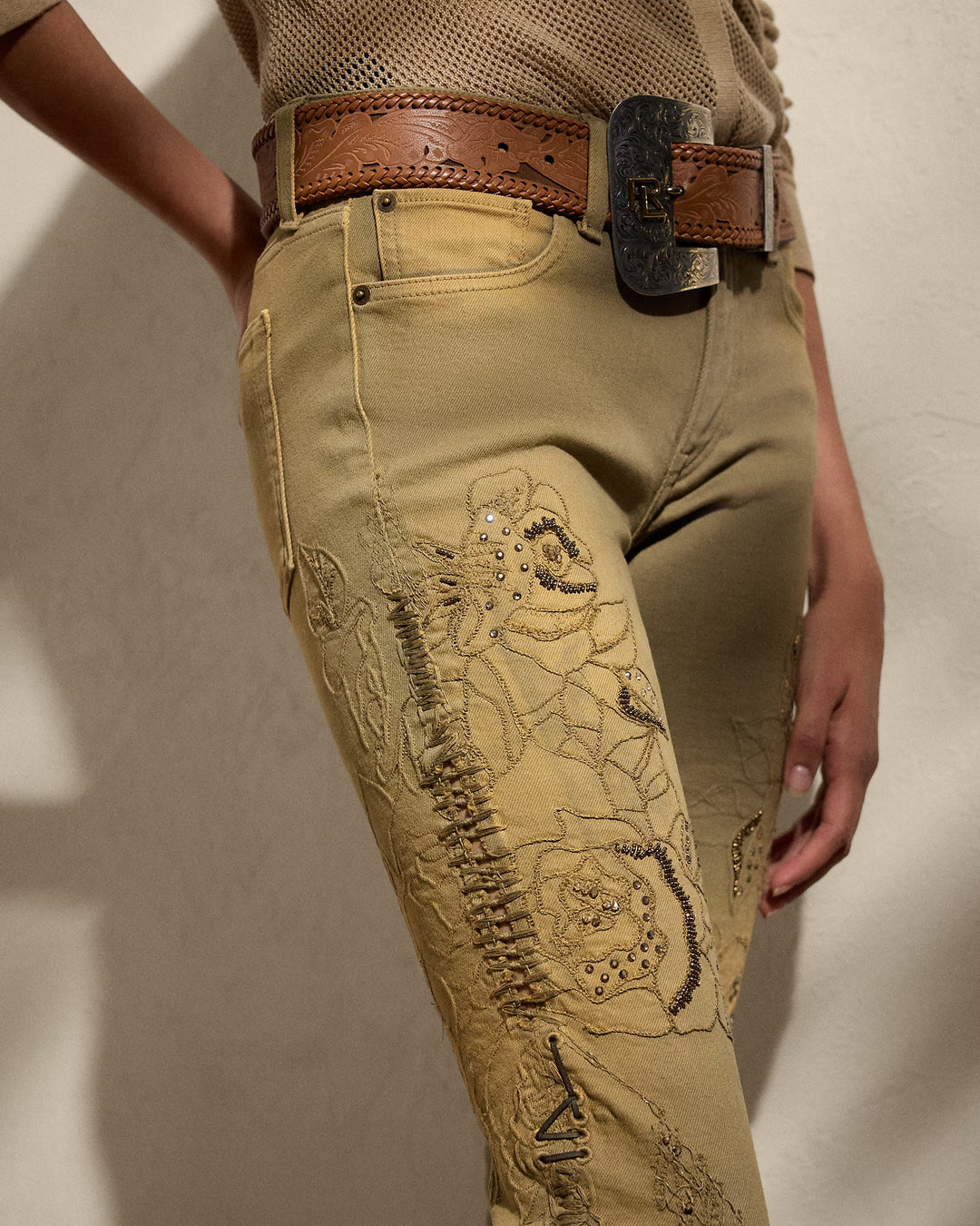 Ralph Lauren Barrett Embellished Slim Denim Jean