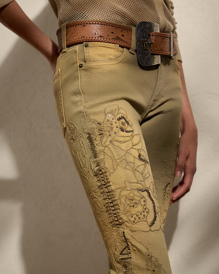 Ralph Lauren Barrett Embellished Slim Denim Jean