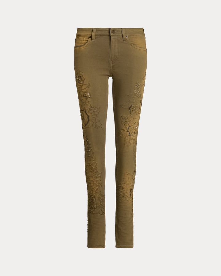 Ralph Lauren Barrett Embellished Slim Denim Jean
