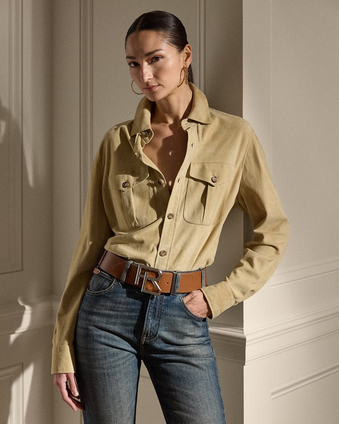 Ralph Lauren Landry Lamb-Suede Shirt