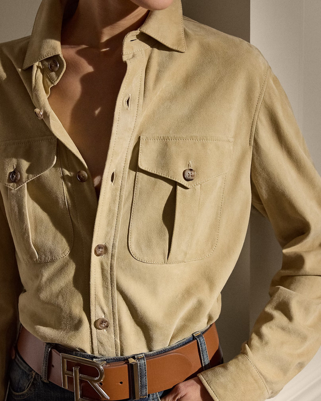 Ralph Lauren Landry Lamb-Suede Shirt