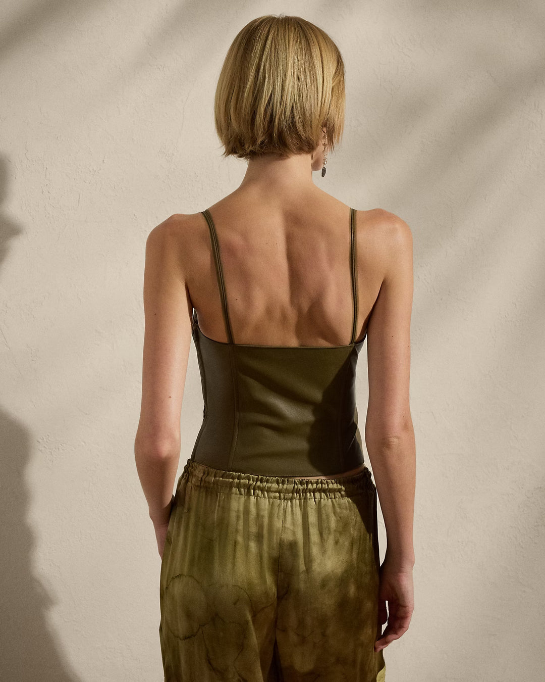 Ralph Lauren Naylor Lambskin & Tulle Sleeveless Top