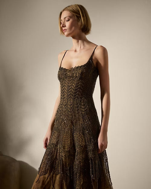 Ralph Lauren Erin Embellished Tulle Evening Dress