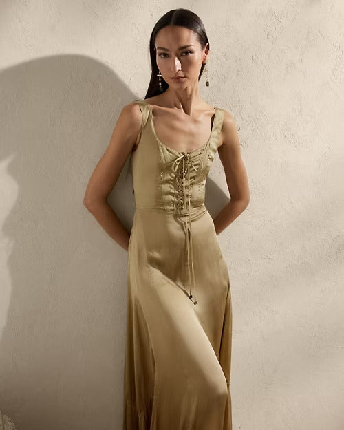 Ralph Lauren Julie Silk Charmeuse Evening Dress