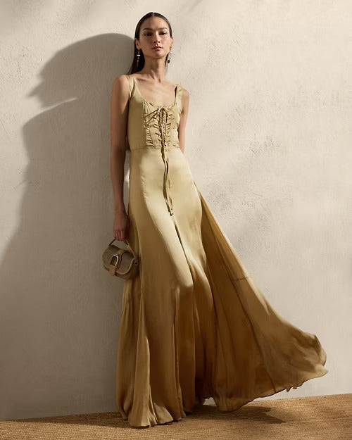 Ralph Lauren Julie Silk Charmeuse Evening Dress