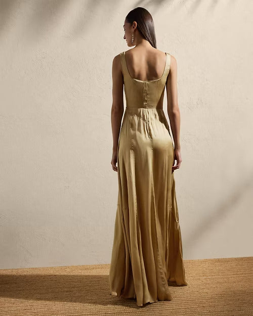 Ralph Lauren Julie Silk Charmeuse Evening Dress