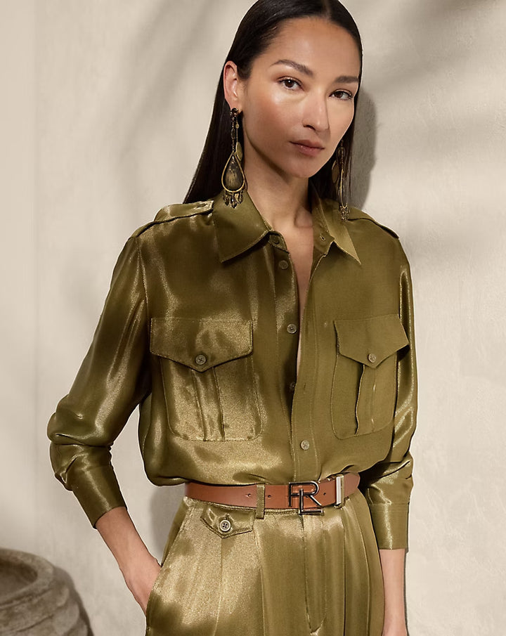 Ralph Lauren Natalie Metallic Satin Shirt